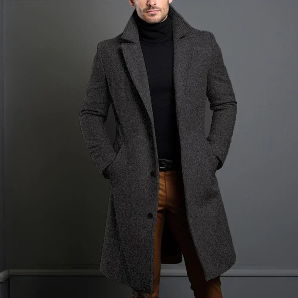 Manteau Homme Élégant en Laine Beige Boutonné