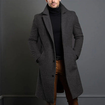 Manteau Homme Élégant en Laine Beige Boutonné