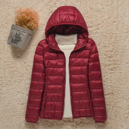 Veste Femme Printemps Élégante - Doudoune Légère avec Capuche & Taille Affinée