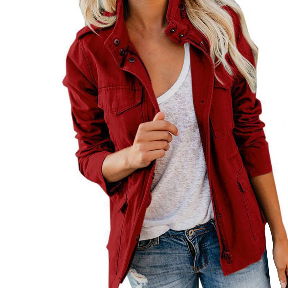 Veste Femelle Détendue Brun à Manches Elongées