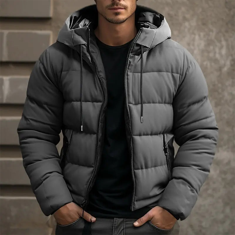 Veste Hiver Homme Thermique avec Capuche et Fermeture Éclair