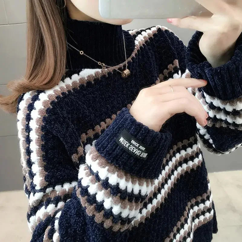 Pull Femme Col Montant Élégant Hiver