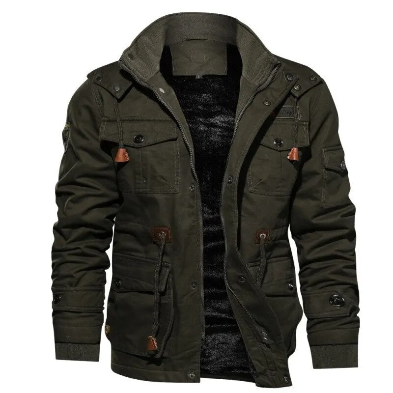 Veste Homme Élégante Hiver Brun Fourrée Polaire