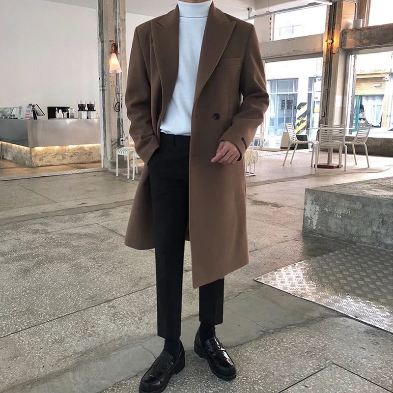 Manteau Homme Élégant À Fermeture Double pour Automne Hiver