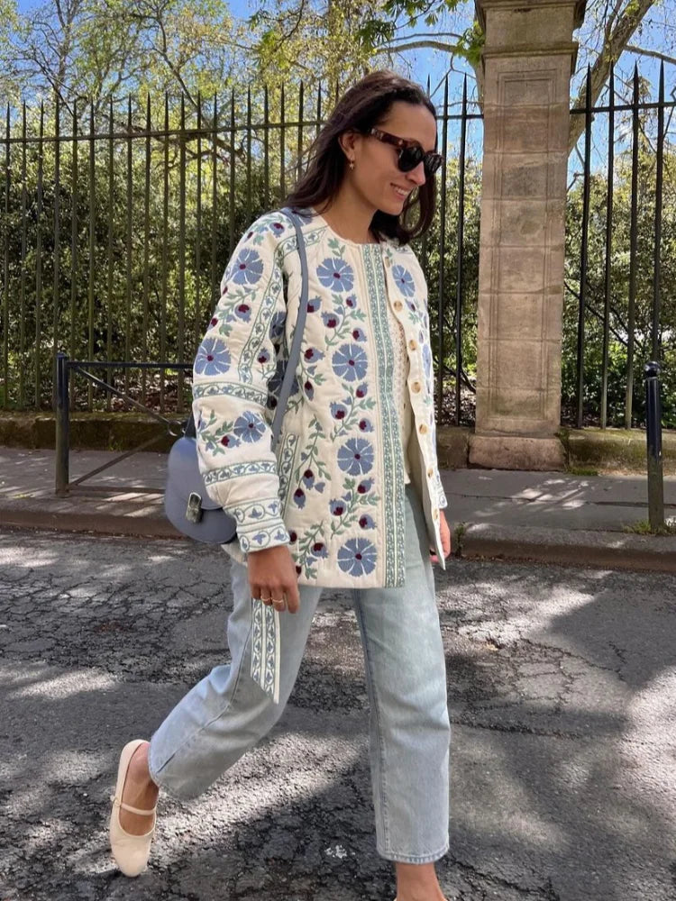 Veste Brodée Fleurie Féminine - LuxeStyle