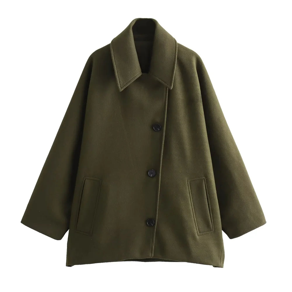 Manteau Femme Élégant Grande Taille avec Manches Longues pour Automne et Hiver