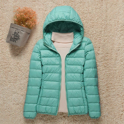 Veste Femme Printemps Élégante - Doudoune Légère avec Capuche & Taille Affinée