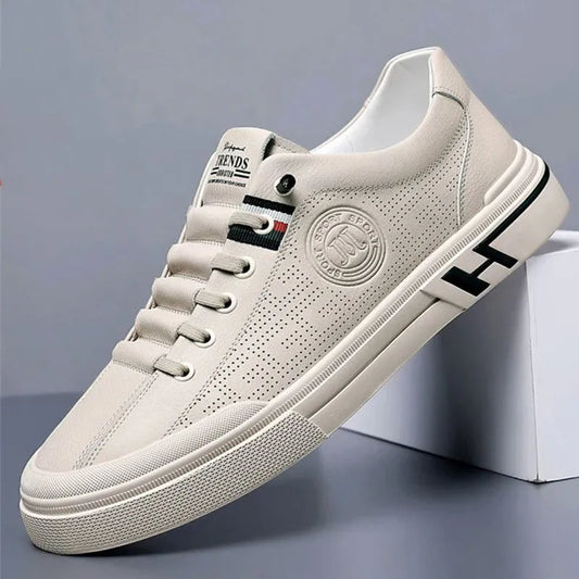 Chaussure running homme cuir brun aéré - LuxeStyle