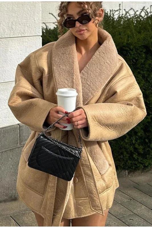 Manteau Femme Chic avec Ceinture Réglable