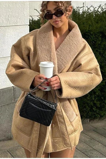 Manteau Femme Chic avec Ceinture Réglable