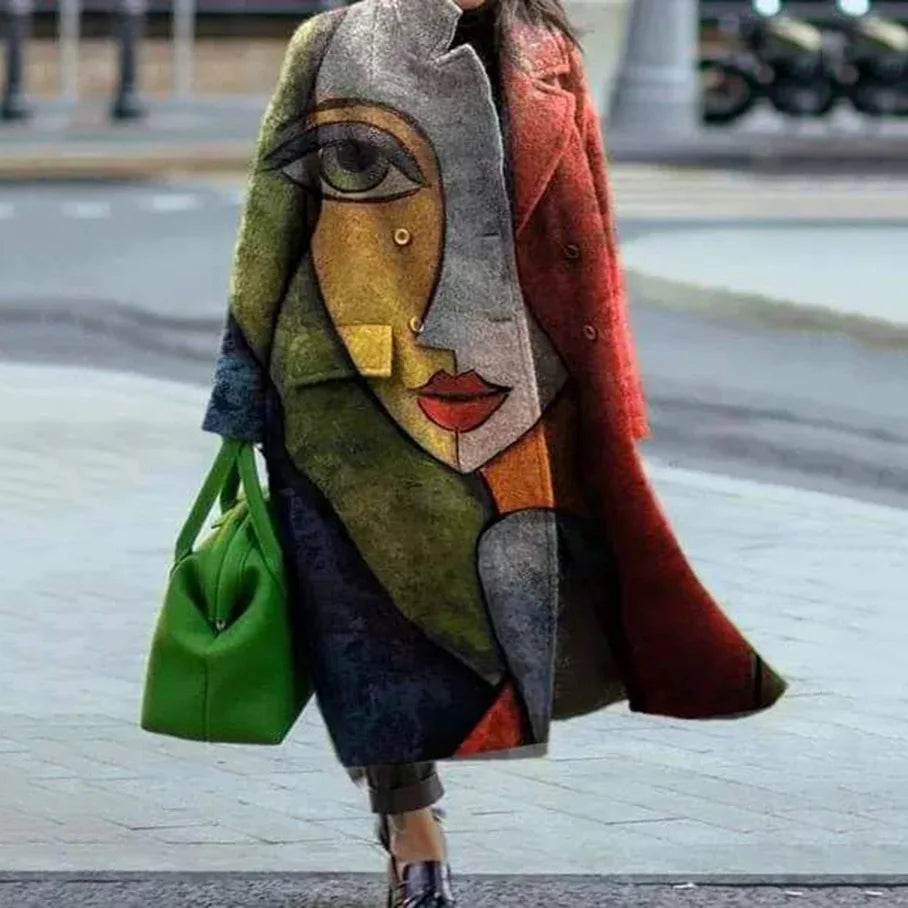 Manteau femme à carreaux colorés hiver