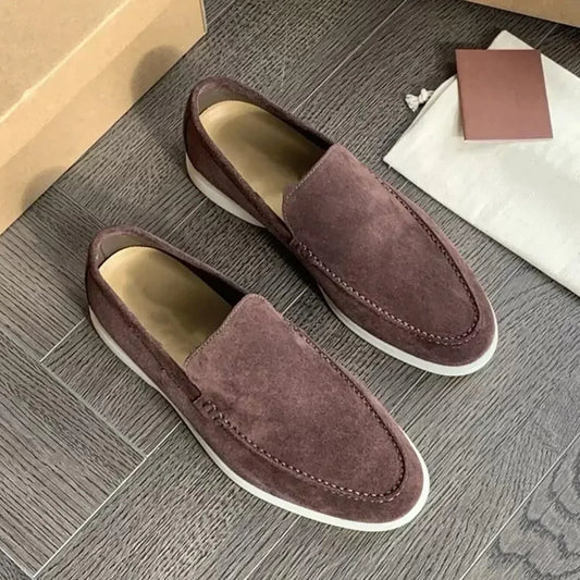Mocassins cuir brun homme semelle crème - LuxeStyle