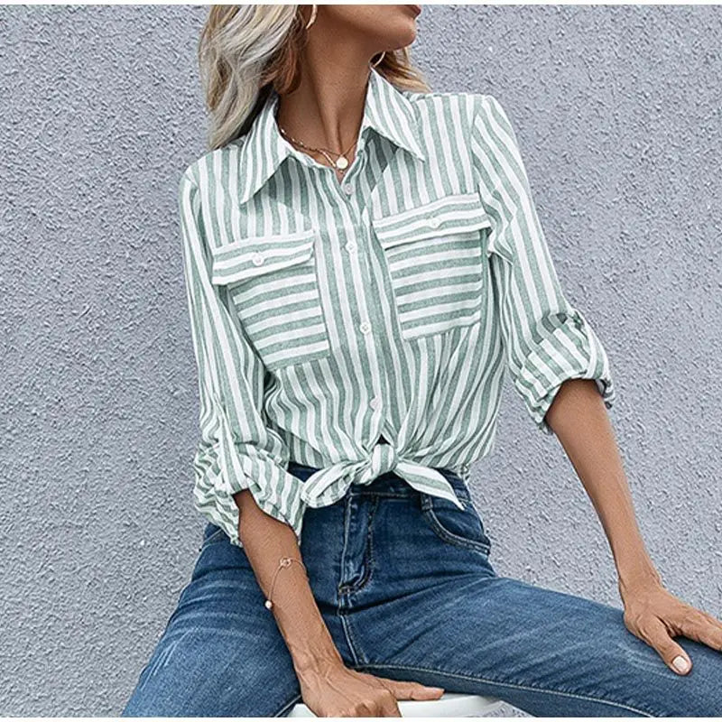 Blouse à Rayures Décontractée pour Femme