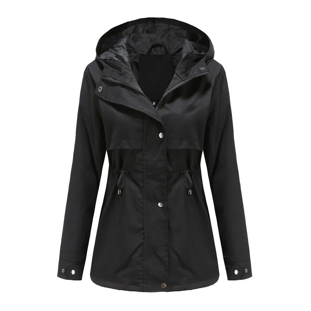 Manteau de Pluie Féminin Léger - Capuche Amovible & Étanche pour Femme