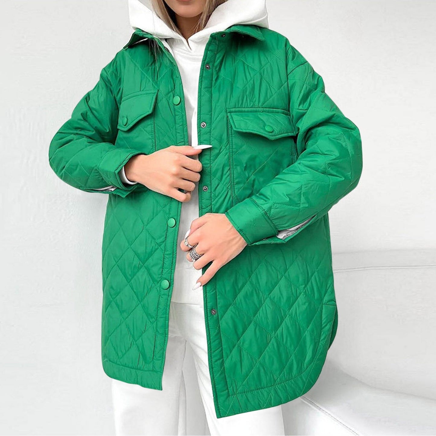 Veste Hivernale Douce Éclairée avec Fermeture Éclair pour Femme