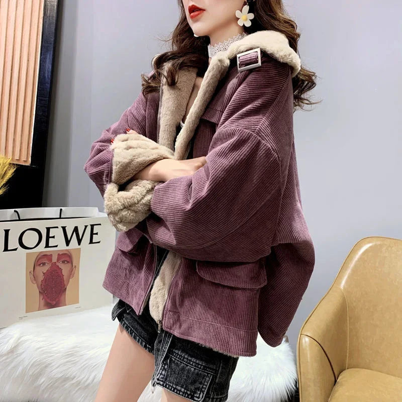 Veste Hiver Élégante avec Ceinture pour Femmes
