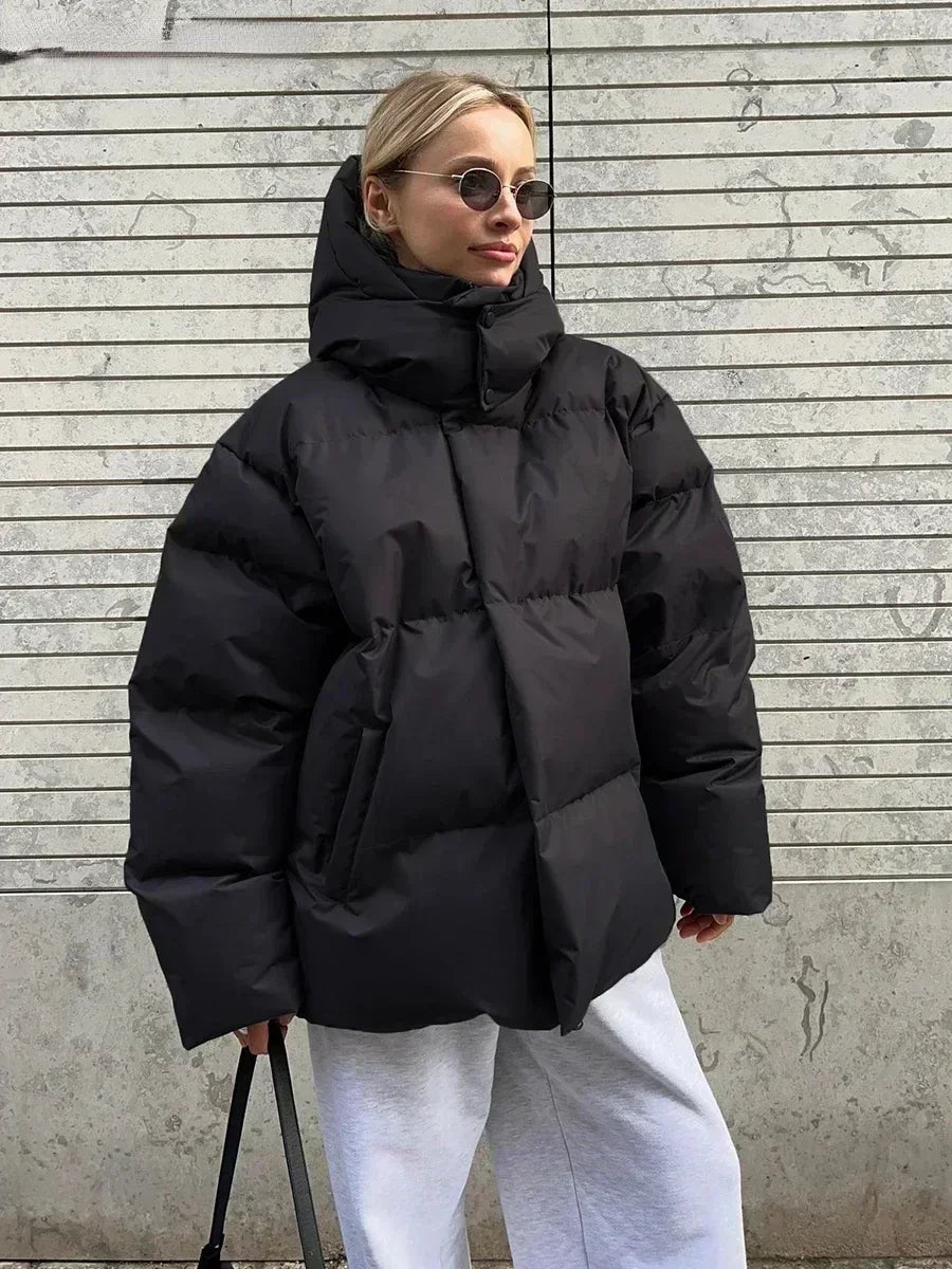 Parka hivernale brune femme à capuchon