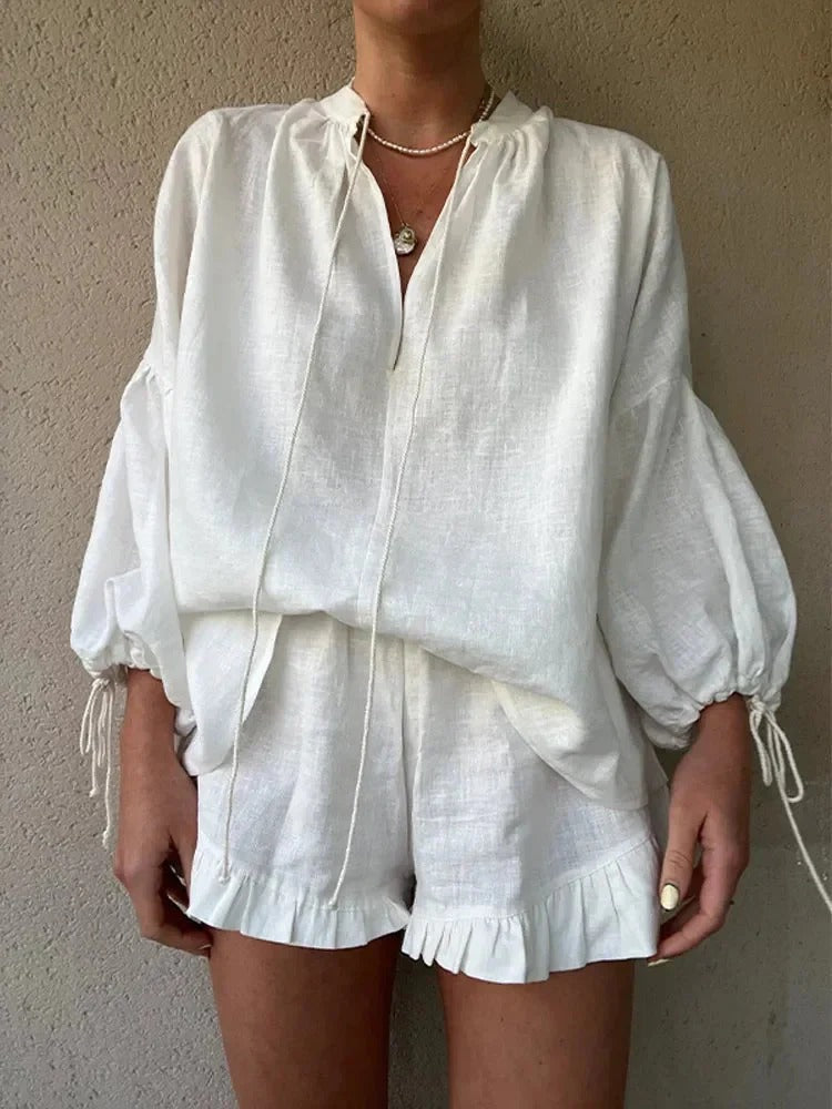 Tenue Été Femme Confortable Haut Large et Short Décontracté
