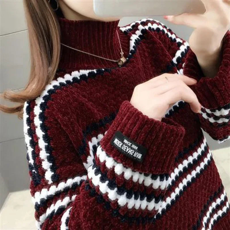 Pull Femme Col Montant Élégant Hiver