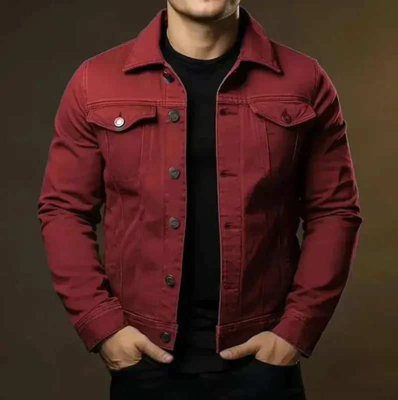 Veste Jean Classique Homme avec Poches et Fermeture Éclair Pour Printemps