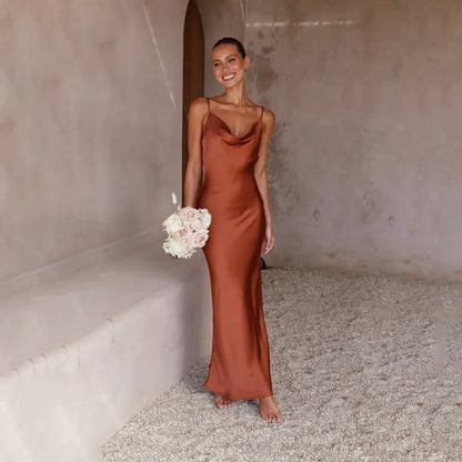 Robe Soirée Chic Brun pour Femme