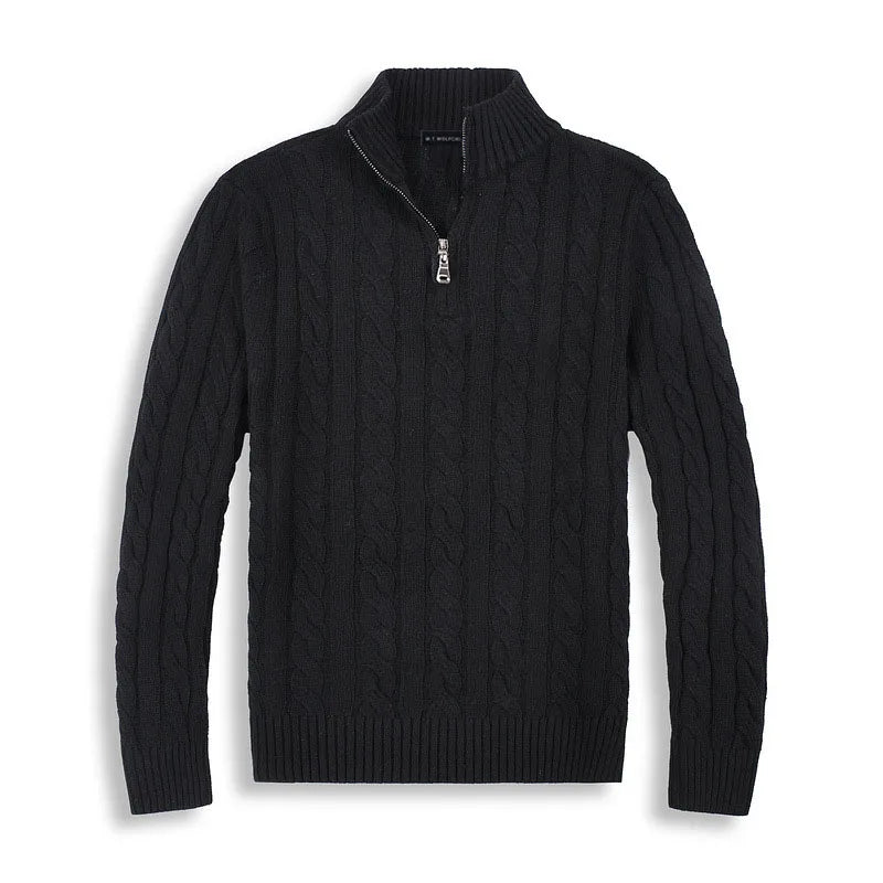 Pull En Laine Mélangée Gris Homme Col Zippé