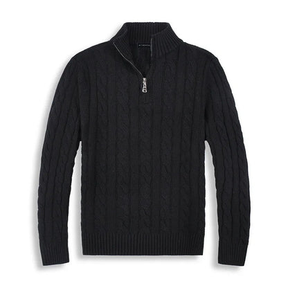 Pull En Laine Mélangée Gris Homme Col Zippé