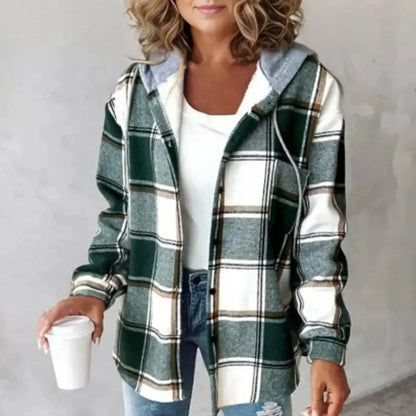 Chemise à carreaux fraisée verte et blanche pour femme → Chemise carreau chic vert clair pour femme