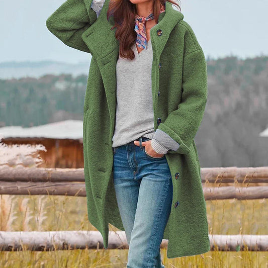 Cardigan à capuche détendu avec fermeture bouton - LuxeStyle