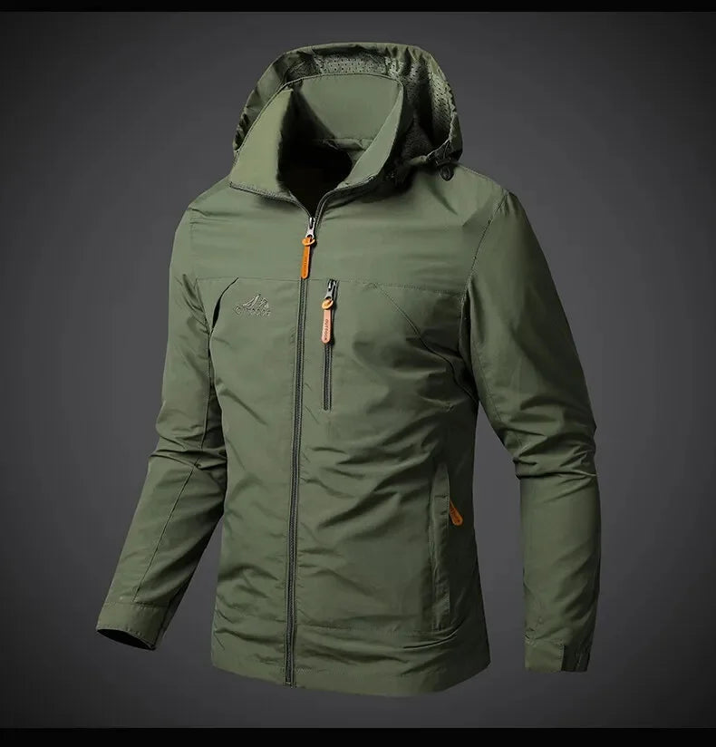 Veste Étanche Style Sportif à Capuche pour Homme