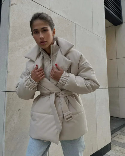 Manteau Hiver Féminin Élégant avec Ceinture pour Femme