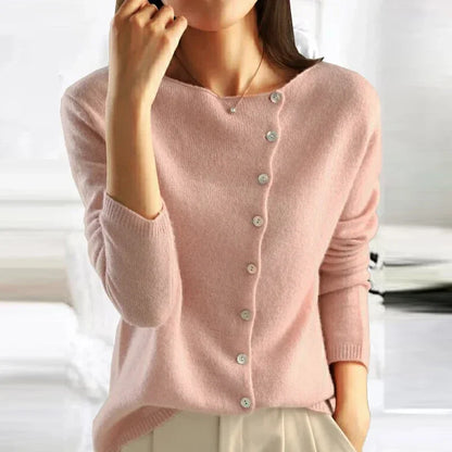 Cardigan Femme Laine Gris Boutons Élégant