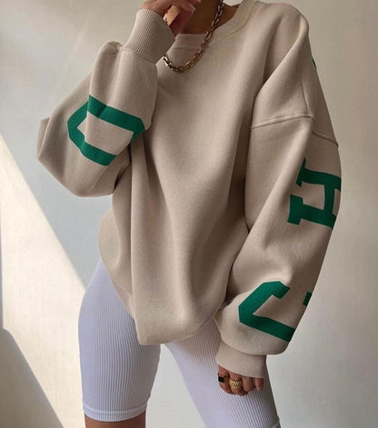 Sweat À Capuche Oversize À Col Rond Pour Femme | Manches Longues