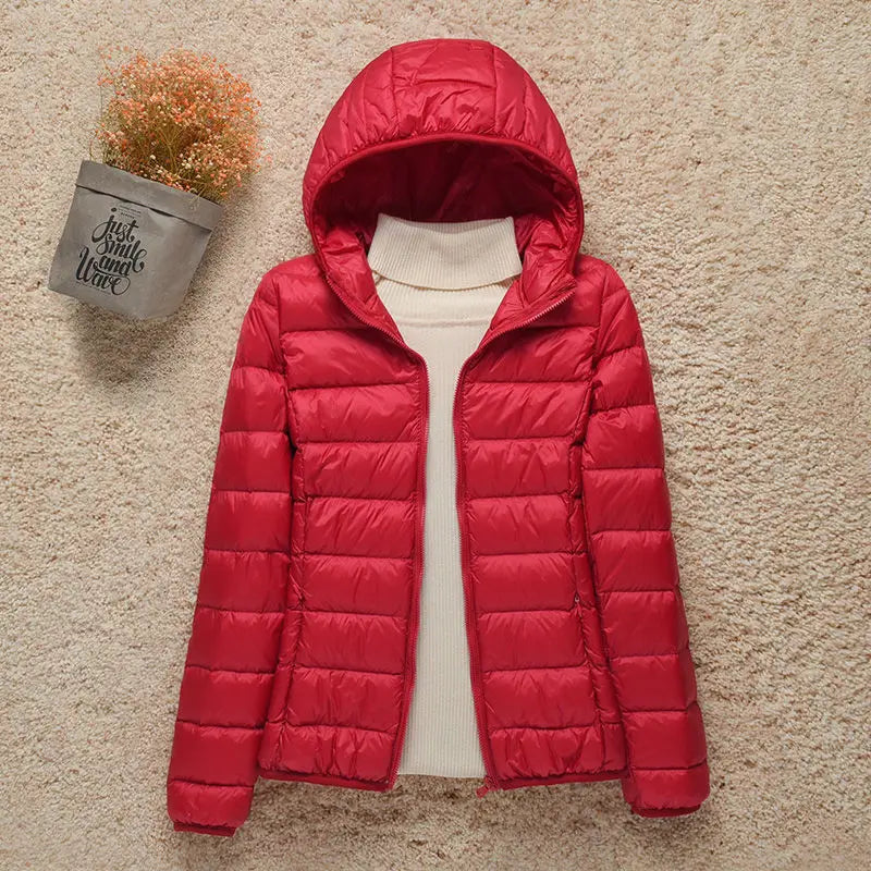 Veste Femme Printemps Élégante - Doudoune Légère avec Capuche & Taille Affinée