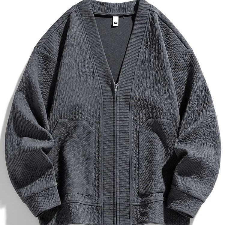 Cardigan Zippé Élégant Manches Longues