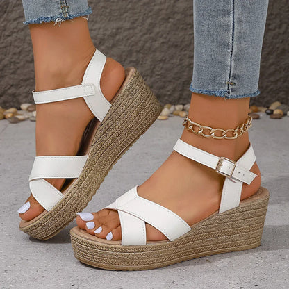 Sandales Femme Plateforme – Chaussures d'Été Décontractées avec Lanières Entrecroisées