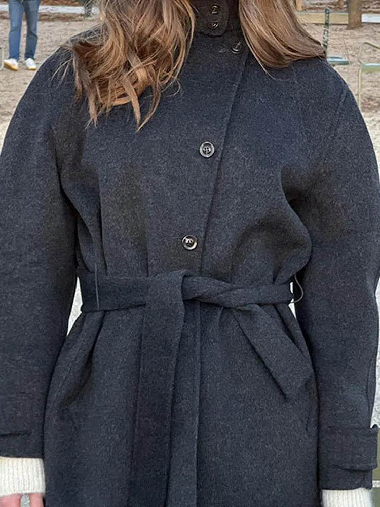 Manteau Femme Hiver Court et Élégant avec Ceinture ajustable