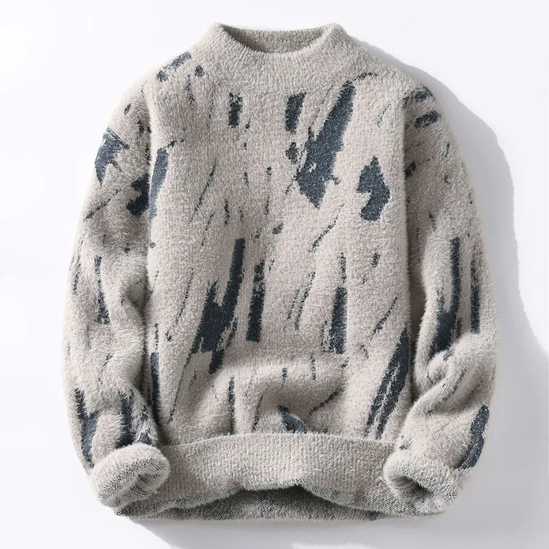 Pull Homme Hiver Motif Géométrique Col En V