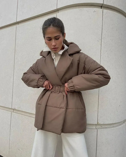 Manteau Hiver Féminin Élégant avec Ceinture pour Femme