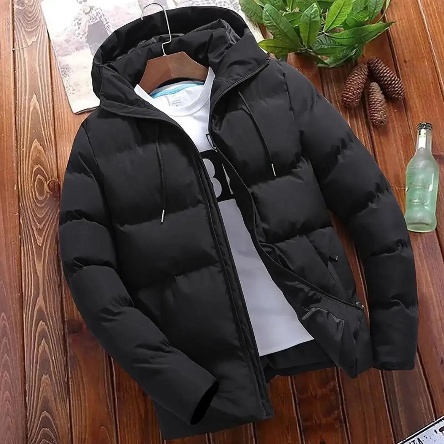 Doudoune Hivernale Homme Longue et Élégante avec Fermeture Éclair