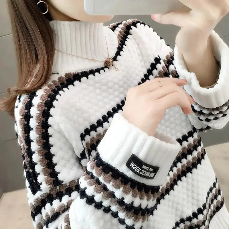 Pull Femme Col Montant Élégant Hiver