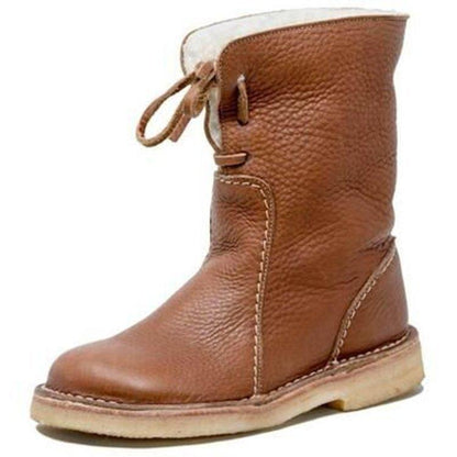 Bottes Femmes Hivernales Cuir Étanche avec Doublure Polaire et Confort Chauffant