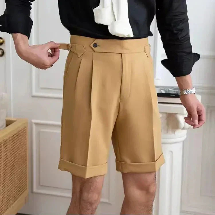 Pantalon Chino Beige Homme Élégant Plissé