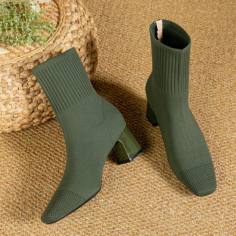 Bottines Féminines à Talon Élégant avec Semelle Confortable pour Usage Daily