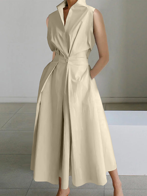 Eleanor™ – Robe Femme en Coton Élégante avec Col de Chemise Sophistiqué