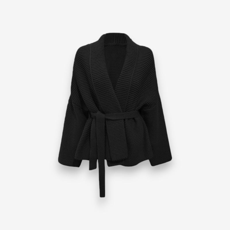 Cardigan Décontracté en Maille Épaisse avec Ceinture - LuxeStyle
