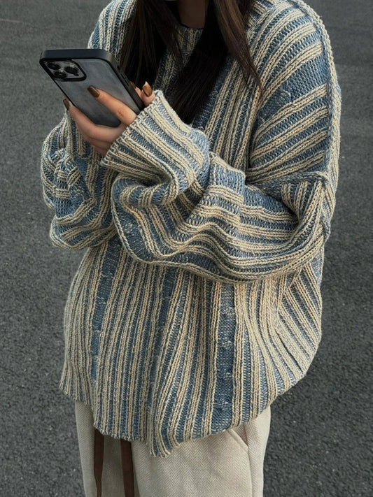 Pull Rayé Décontracté Grande Taille pour Femme - LuxeStyle