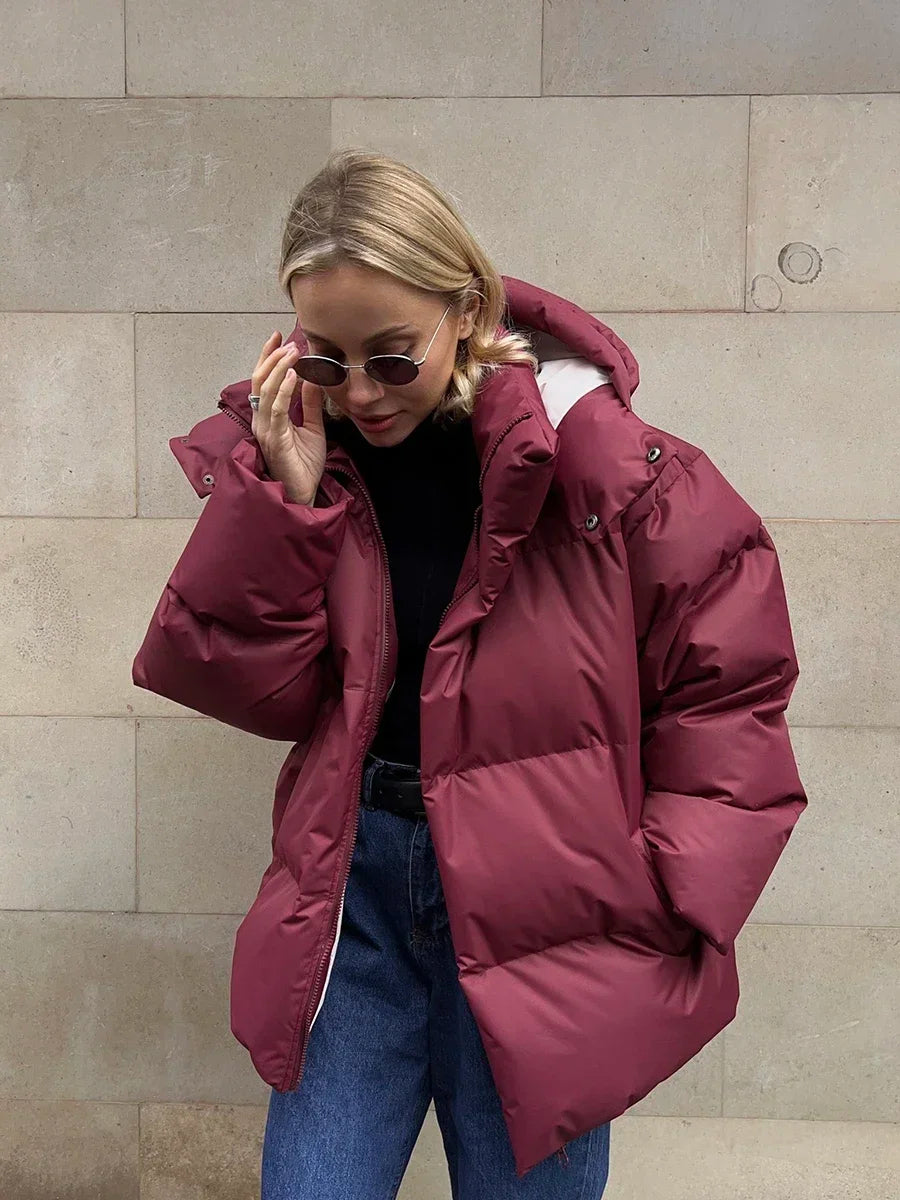 Parka hivernale brune femme à capuchon
