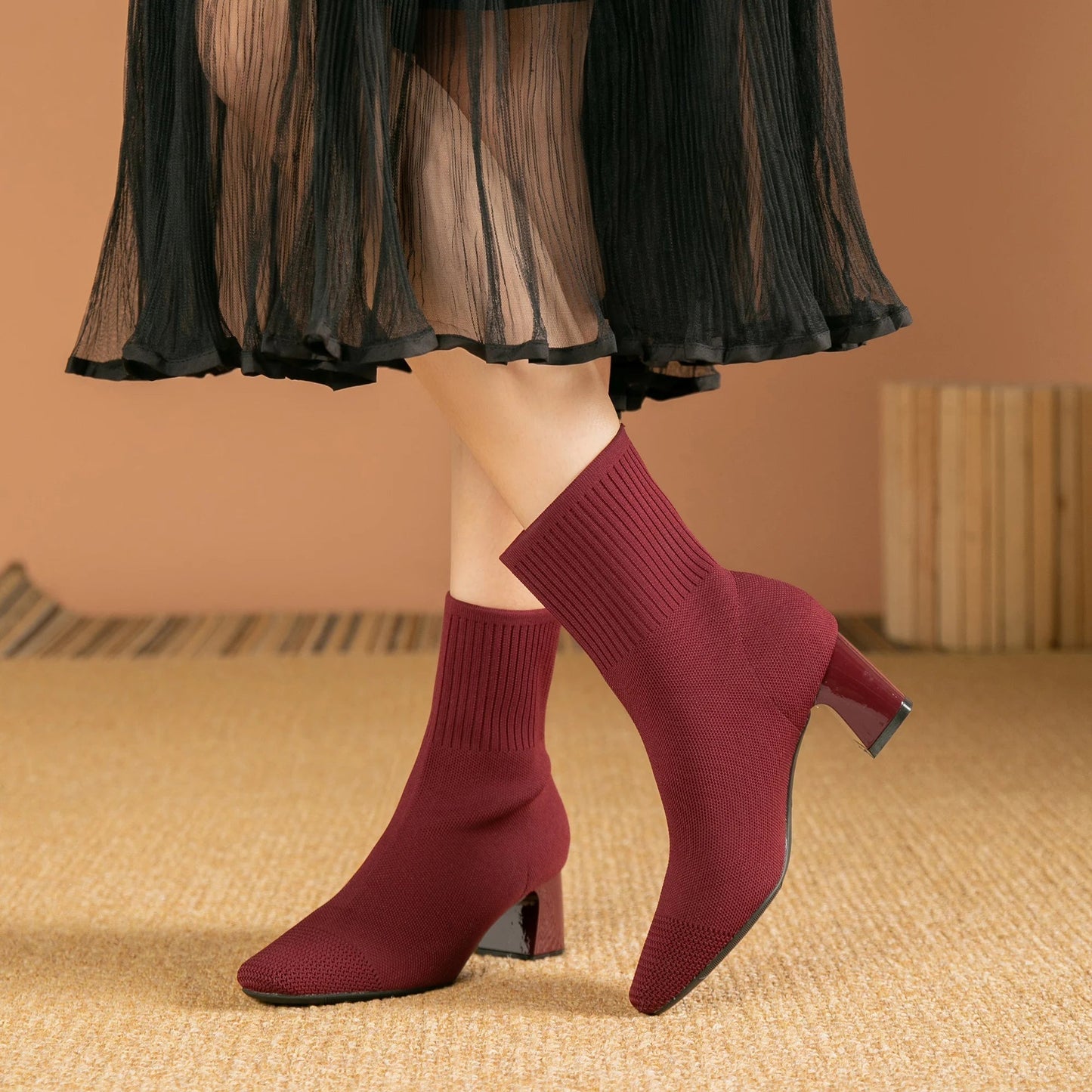 Bottines Femmes Haut Talon Semelle Grip Hiver