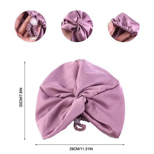 Bonnet de Nuit Doux en Soie Lavande Élastiqué - LuxeStyle